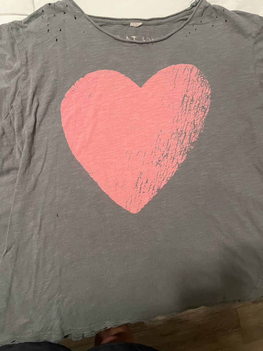 Magnolia Pearl Gray Tee with Pink Heart Graphic